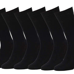 New 6 Pairs Mens Black Classic Dress Socks Calf Casual Fashion Crew Solid Sox - PremiumBrandGoods