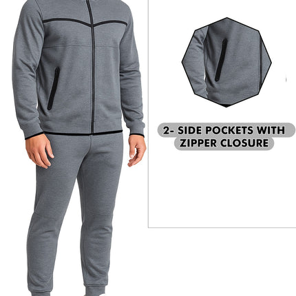 Mens Tech Fleece Hoodie & Jogger Tracksuit 2-Piece Athletic Outfit (Size- S–3XL)