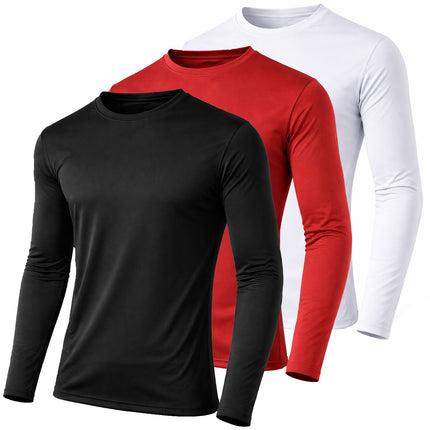 Men's Moisture Wicking Long Sleeve Performance Crew Neck Tagless Tee-NEW , S-2XL