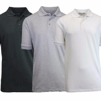 3 Pack - Men's Pique Polo Shirt - Uniform - Lounge- Casual - Free Shipping- NWT