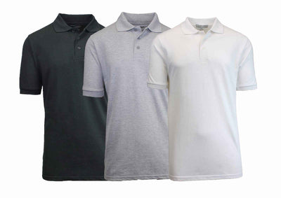 3 Pack - Men's Pique Polo Shirt - Uniform - Lounge- Casual - Free Shipping- NWT