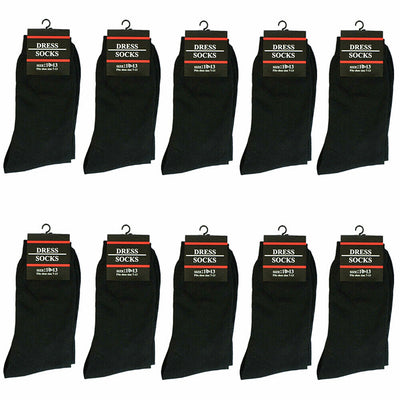3-12 Pairs Mens Solid Black Cotton Casual Formal Classic Dress Socks Size 10-13 - PremiumBrandGoods