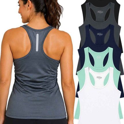 Women's Moisture-Wicking Sport Racerback Tank Tops Shirt 5 PACK(S-3XL) FREE SHIP
