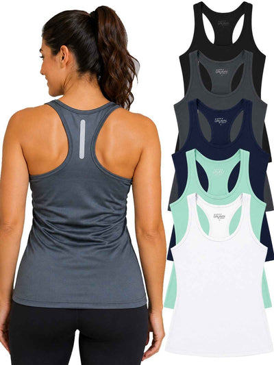 Women's Moisture-Wicking Sport Racerback Tank Tops Shirt 5 PACK(S-3XL) FREE SHIP