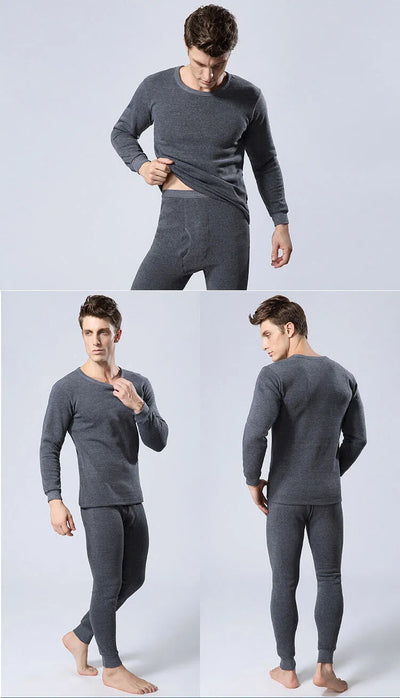 Mens thermal set underwear and shirt 100% cotton pants combo winter - PremiumBrandGoods
