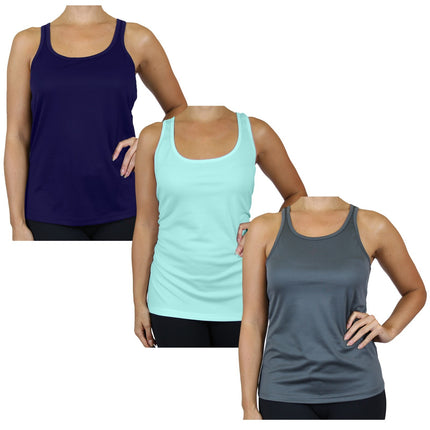 Women's Moisture-Wicking Sport Racerback Tank Tops Shirt 3 PACK(S-3XL) FREE SHIP