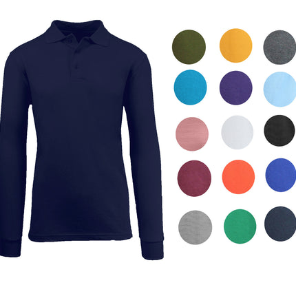 Men Long Sleeve Polo Shirt Size S M L Xl XXl New Standard Neck Classic Uniform