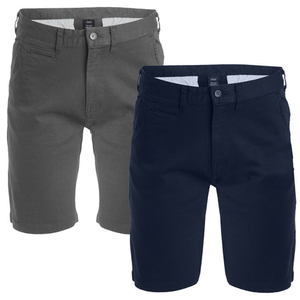 Mens Cotton Flex Stretch Button Closure Chino Shorts (Sizes 30-42) NEW 2-PACK