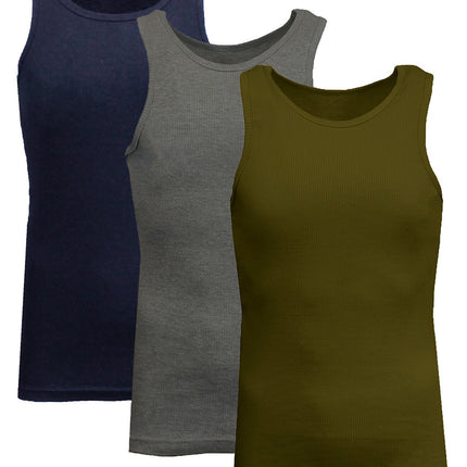 Men's 3 Pack Ribbed Tank Top Shirts Muscle Sleeveless Gym Beach Undershirt NWT