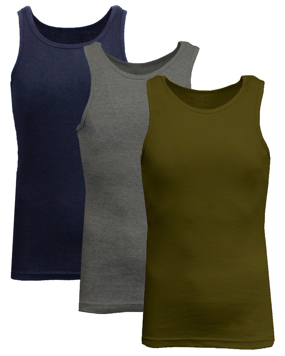 Men's Ribbed Tank Tops, 3-Pack