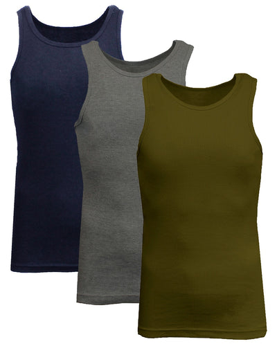 Men's Ribbed Tank Tops, 3-Pack