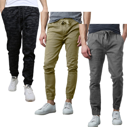 Men’s Slim-Fit Fashionable Twill Jogger Pants 3 Pack (Sizes S-2XL) NEW FREE SHIP