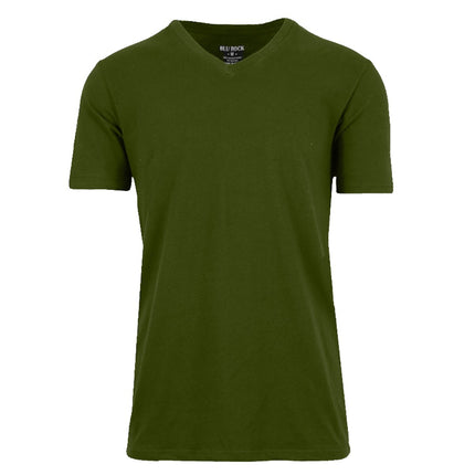Mens Short Sleeve V-Neck Cotton Blend Stretch Tee Undershirt (M-2XL)