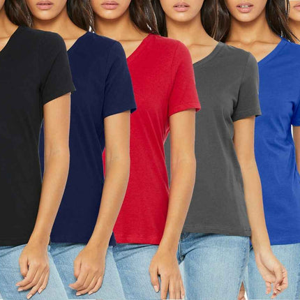 Womens V-Neck Short Sleeve Tee T-Shirts Solid Active Undershirt Gym Breathable