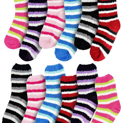Fuzzy Socks 12 Pairs Fluffy Cozy Soft Womens Girls Plush Warm Sleep House Socks - PremiumBrandGoods