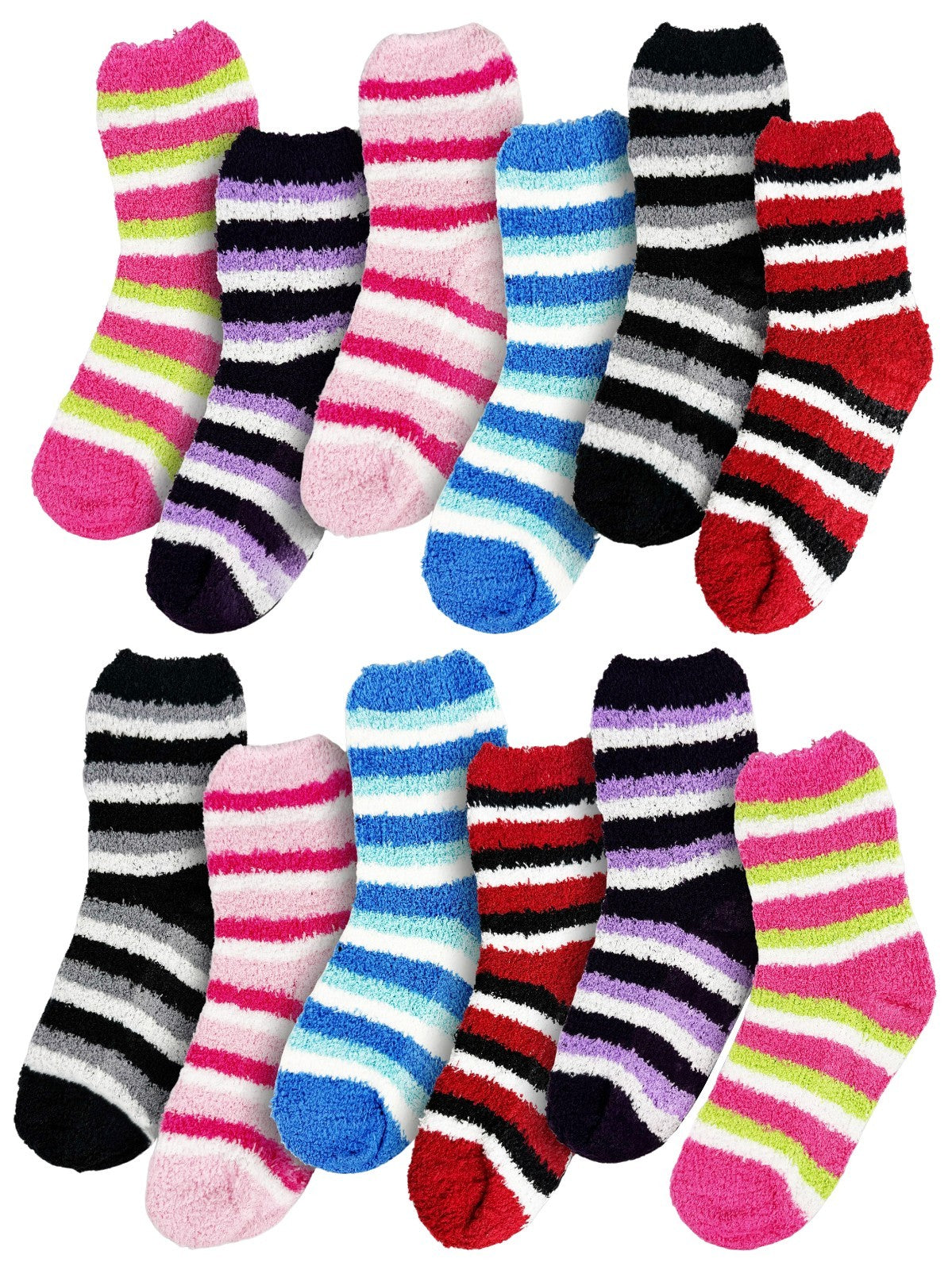 Fuzzy Socks 12 Pairs Fluffy Cozy Soft Womens Girls Plush Warm Sleep House Socks - PremiumBrandGoods