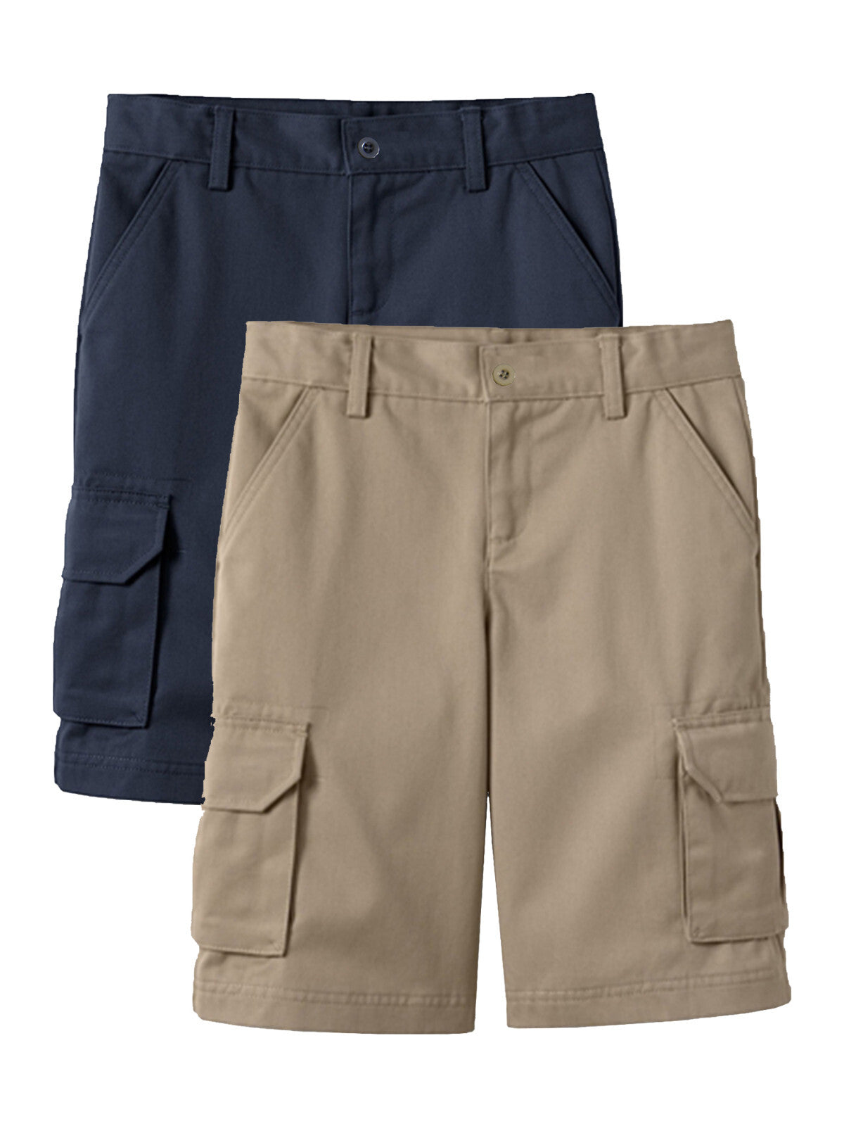 Boys' Super Stretch Cotton Cargo Shorts, 2-Pack, Sizes 8-18