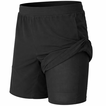 Men's 2-in-1 Running Shorts Quick Dry Stretch Athletic Gym Workout Shorts