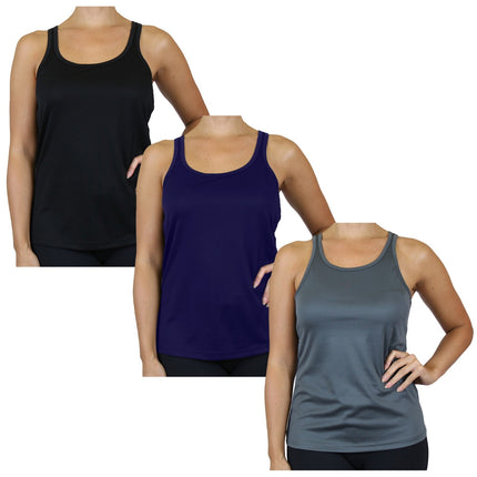 Women's Moisture-Wicking Sport Racerback Tank Tops Shirt 3 PACK(S-3XL) FREE SHIP