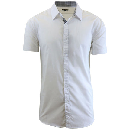 Mens Short Sleeve Solid Dress Shirt Slim Fit Button Down Casual NWT (S-5XL)