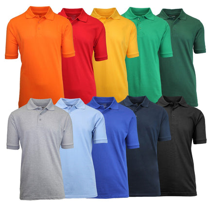 2-Pack Mens Short Sleeve Pique Polo Shirts Uniform Fitted Color Solid (S-2XL)