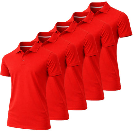 Men's Short Sleeve Moisture Wicking Polo Shirts Lounge Running Gym 5-PACK NEW