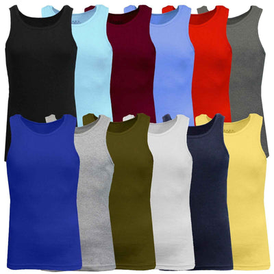 Men's 3 Pack Ribbed Tank Top Shirts Muscle Sleeveless Gym Beach Undershirt NWT