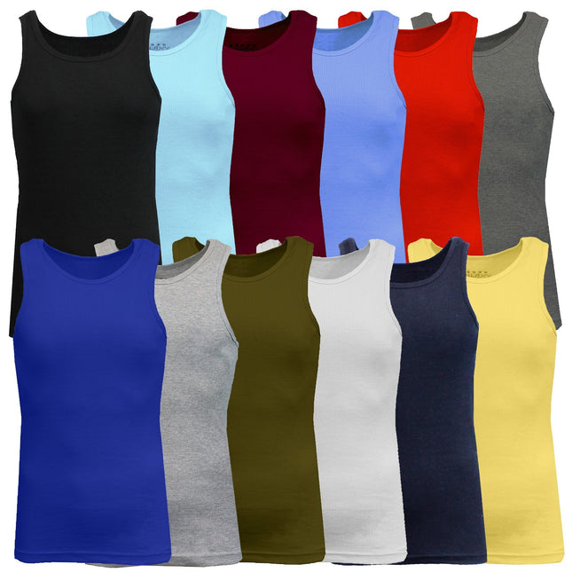 Men's 3 Pack Ribbed Tank Top Shirts Muscle Sleeveless Gym Beach Undershirt NWT