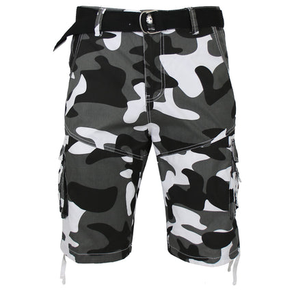 Men's Distressed Washed Cotton Cargo Shorts With Belt (Size 30-42) NEW FREE SHIP