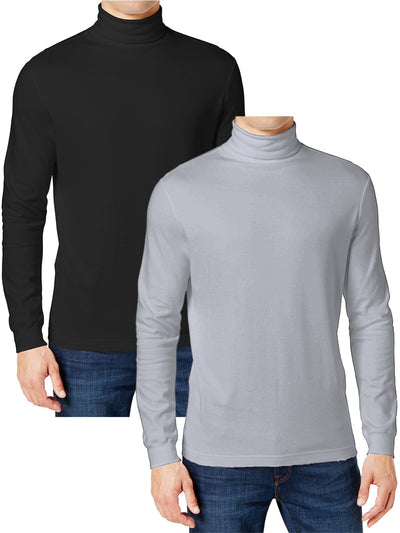 Men's Long Sleeve Turtleneck T-Shirts, 2-Pack
