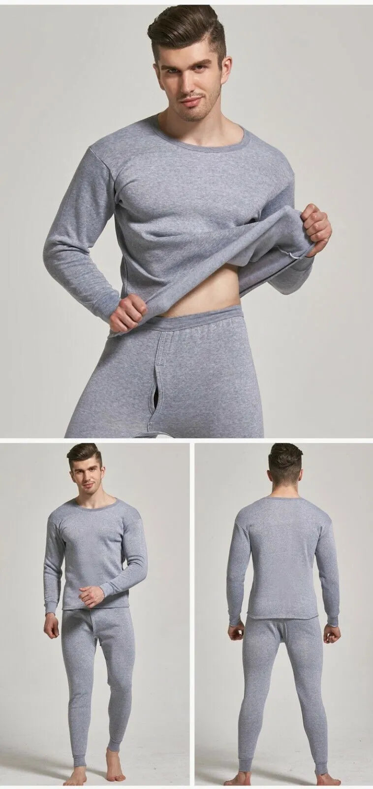 Mens thermal set underwear and shirt 100% cotton pants combo winter - PremiumBrandGoods