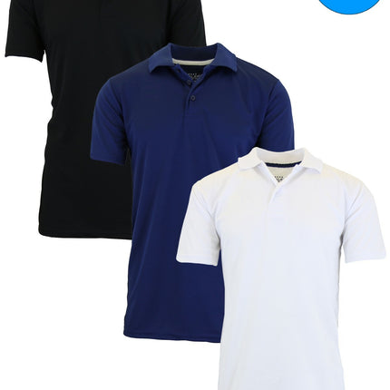 Men's Short Sleeve Moisture Wicking Polo Shirts Lounge Running Gym 3-PACK NEW