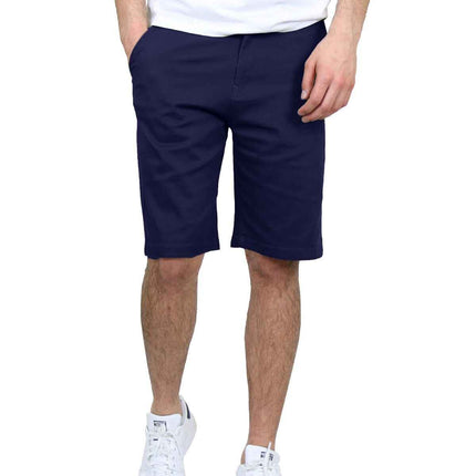 Mens Flat Front Twill Chino Shorts Work Lounge Casual Hiking Summer Pockets NWT