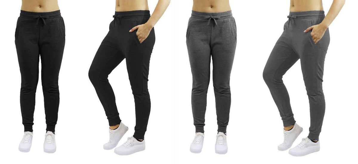 Womens Jogger Pants French Terry Cotton Blend Lounge Sweatpants 2-PACK