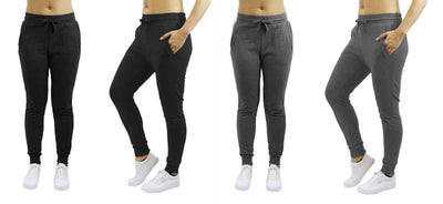 Womens Jogger Pants French Terry Cotton Blend Lounge Sweatpants 2-PACK