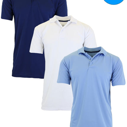 Men's Short Sleeve Moisture Wicking Polo Shirts Lounge Running Gym 3-PACK NEW