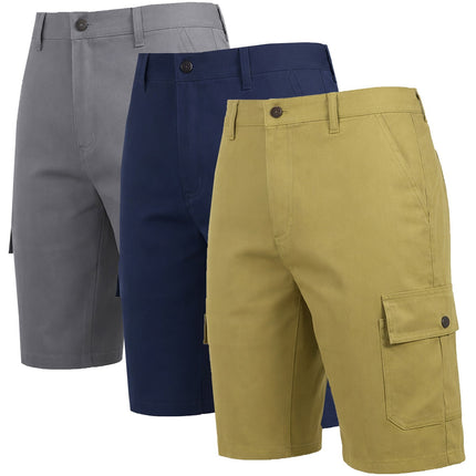 3-Pack Men's Cotton Flex Stretch Cargo Shorts W/o Belt