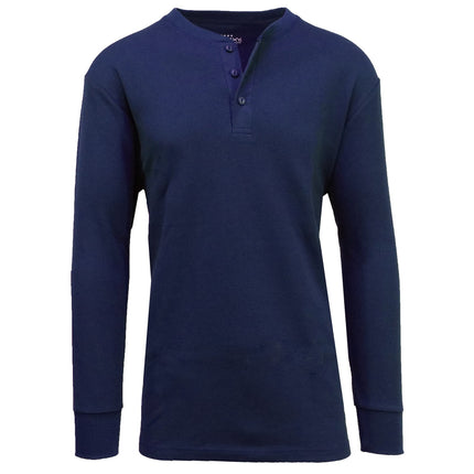 Men's Long Sleeve 3 Button Henley Waffle Knit Thermal Undershirt Tee Free Ship