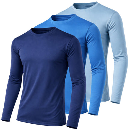 Men's Moisture Wicking Long Sleeve Performance Crew Neck Tagless Tee-NEW , S-2XL