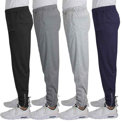 4-Pack Men’s Performance Joggers with Zipper Pockets & Reflective Trim (S-2XL)