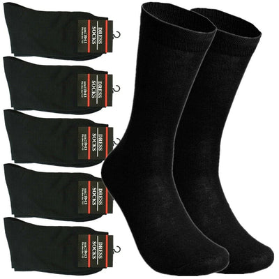 3-12 Pairs Mens Solid Black Cotton Casual Formal Classic Dress Socks Size 10-13 - PremiumBrandGoods