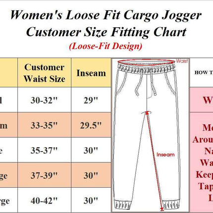 Women's Cargo Jogger Pants Cotton Flex with Stretch Comfort (Size: S-2XL) 3-Pack