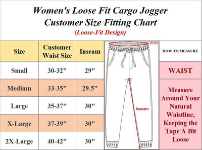 Women's Cargo Jogger Pants Cotton Flex with Stretch Comfort (Size: S-2XL) 3-Pack