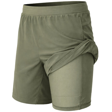 Men's 2-in-1 Running Shorts Quick Dry Stretch Athletic Gym Workout Shorts