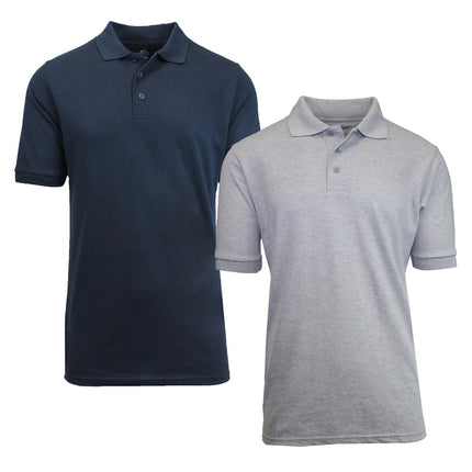 2-Pack Mens Short Sleeve Pique Polo Shirts Uniform Fitted Color Solid (S-2XL)