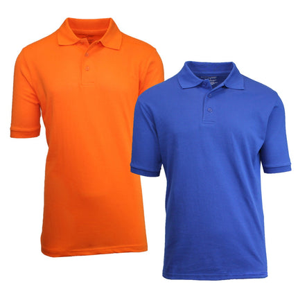 2-Pack Mens Short Sleeve Pique Polo Shirts Uniform Fitted Color Solid (S-2XL)