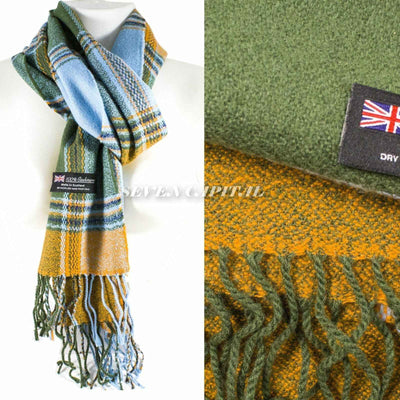 Mens Womens Winter Warm SCOTLAND Made 100% CASHMERE Scarf Scarves Plaid Wool