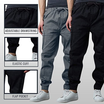 Mens Cargo Jogger Pants Sweatpants Cotton Twill Combat Stretch Active Trousers