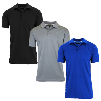 Men's Short Sleeve Moisture Wicking Polo Shirts Lounge Running Gym 3-PACK NEW