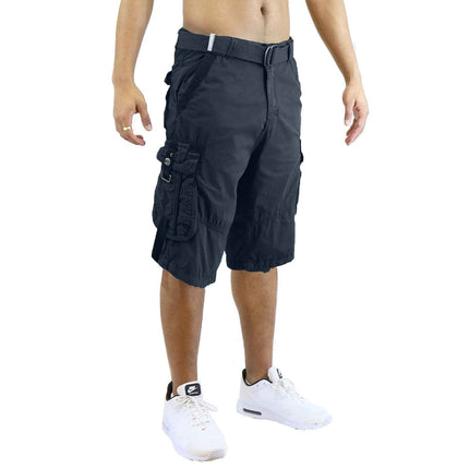 Men's Distressed Washed Cotton Cargo Shorts With Belt (Size 30-42) NEW FREE SHIP